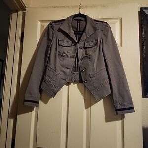 White House Black Market Gray Buttoned Blazer